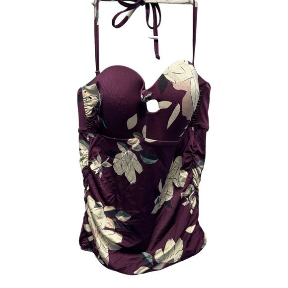 Athleta Other - Athleta Swimsuit Top Purple‎ Floral Tankini Ruched Sides Size M